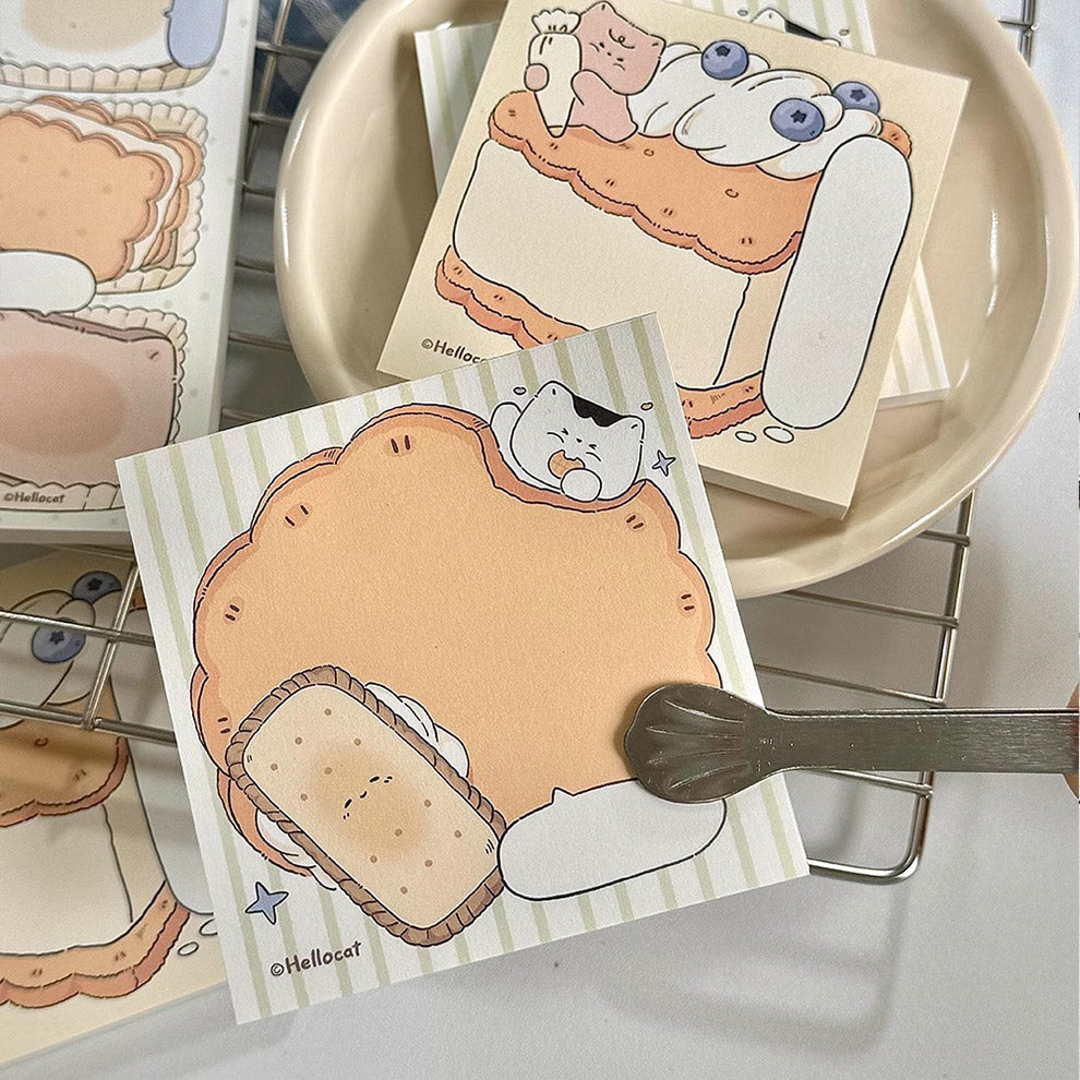 Hello Cat Cookie Memo Note Pad by LuLuFun Studio - 50 Sheet Pack