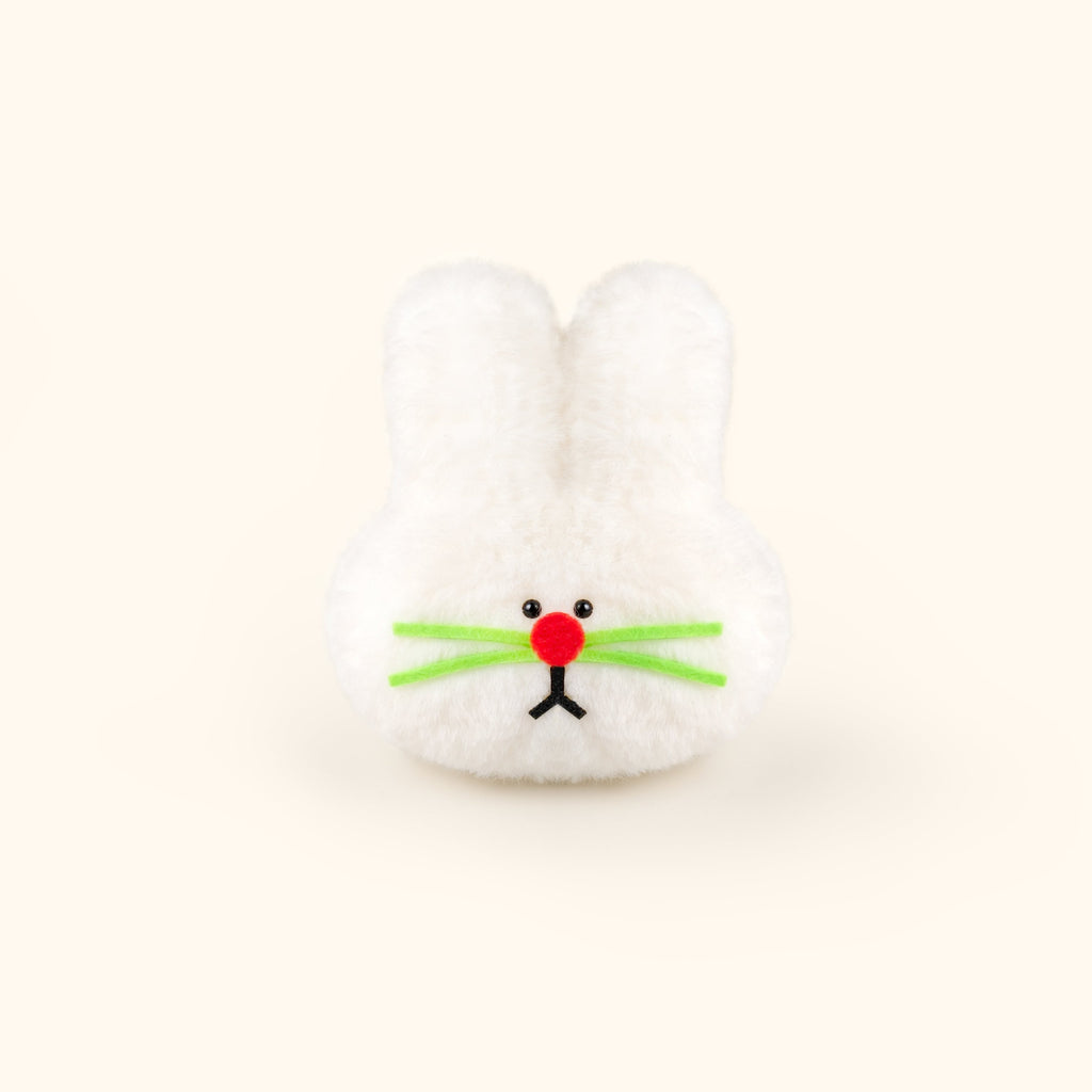 LuLuFun Studio White Bunny Plush Charm – Handmade Polar Fleece Toy