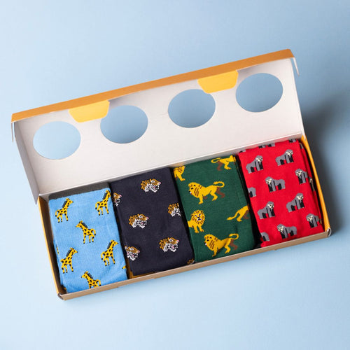 Swole Panda Men's Zoo Animal Bamboo Socks Gift Box – 4 Pair Set