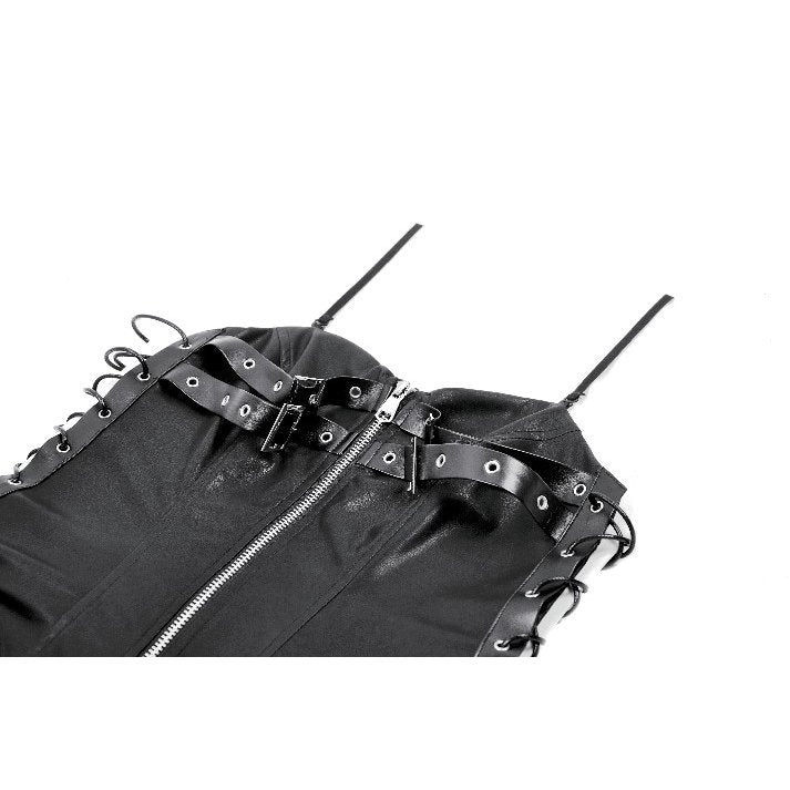 Dark in Love Isolde Gothic High-Low Dress - Faux Leather Corset