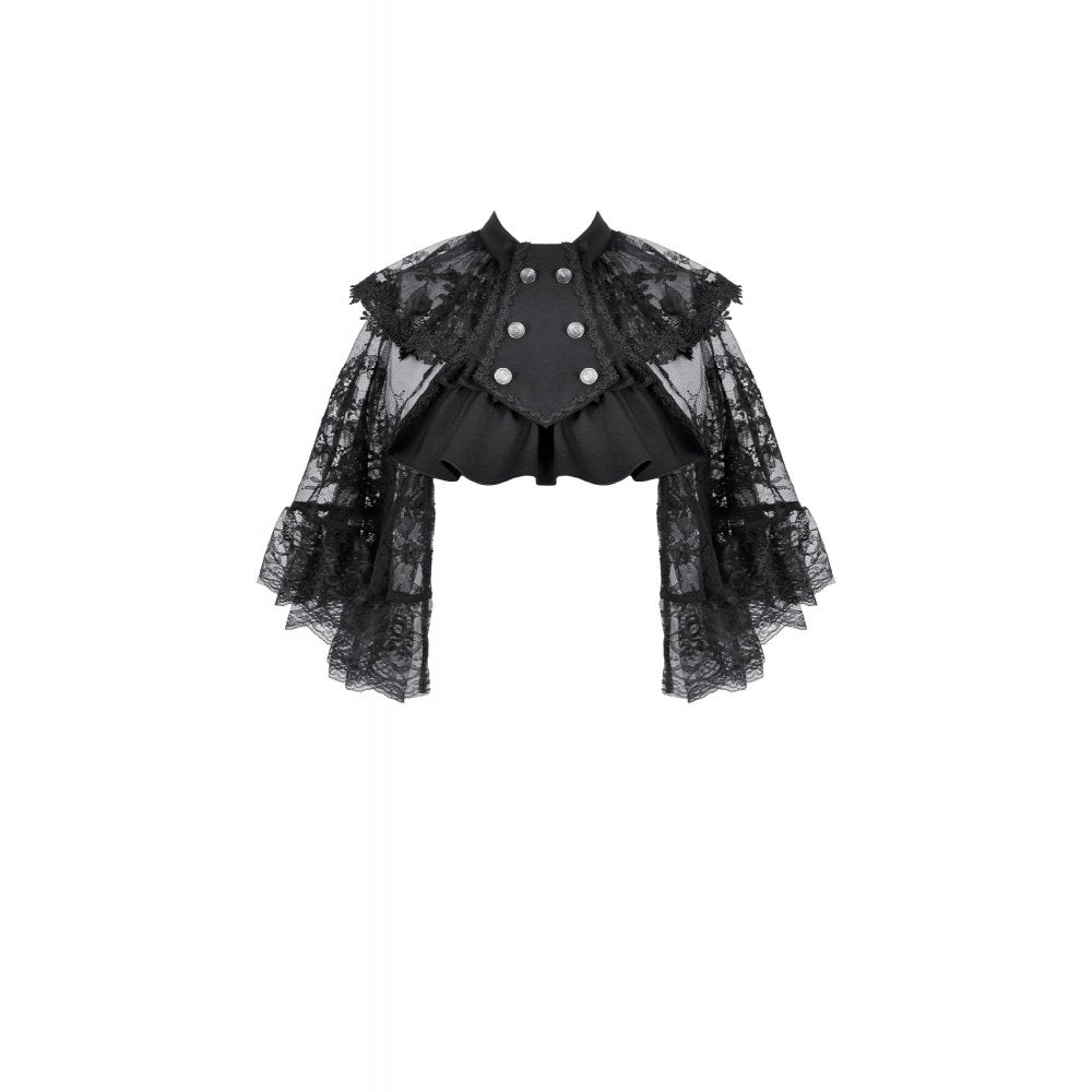 Dark in Love Bellatrix Lace Ruffle Capelet – Gothic Victorian Cape