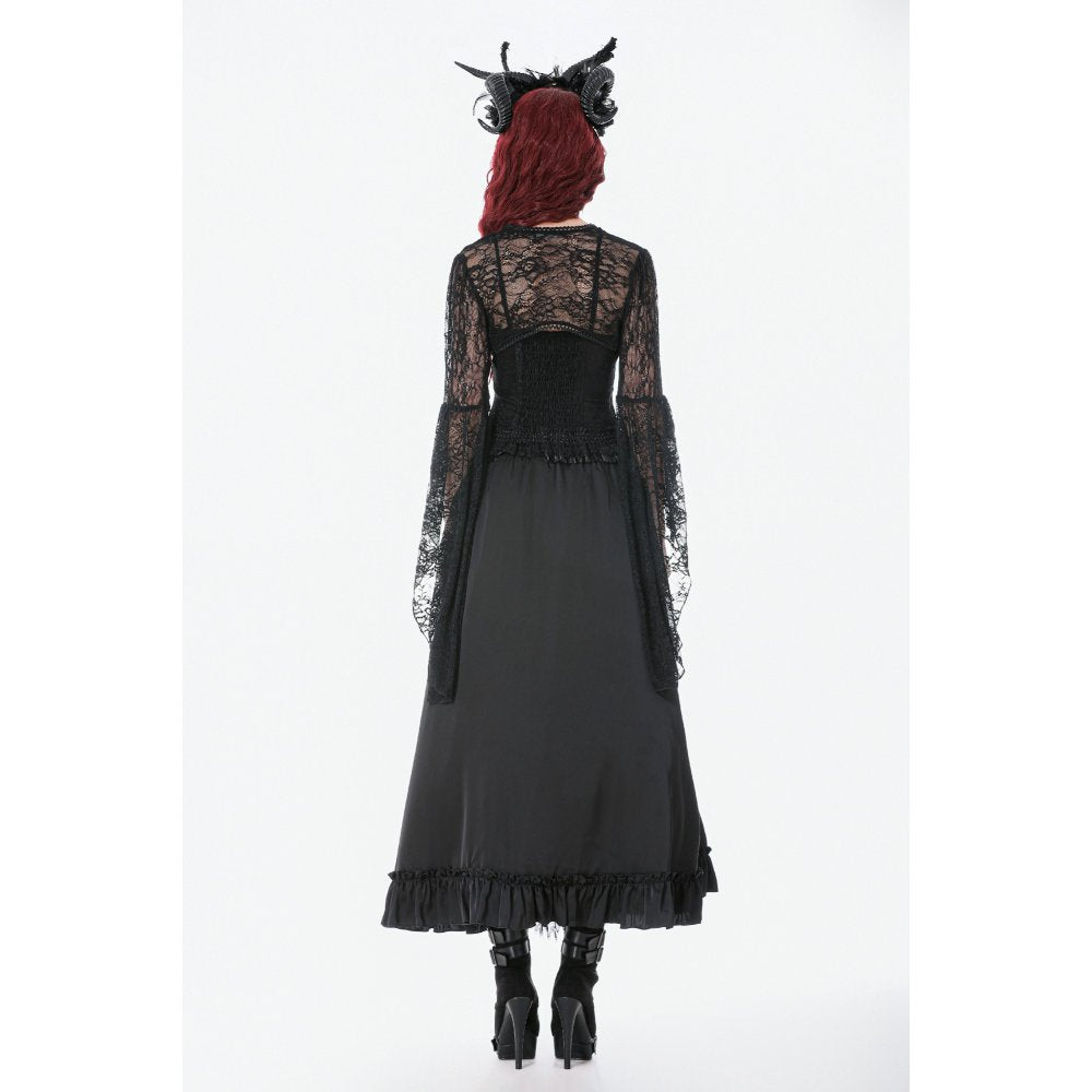 Dark In Love Lilith Gothic 3D Lace Bell Sleeve Cape – Floral Shrug