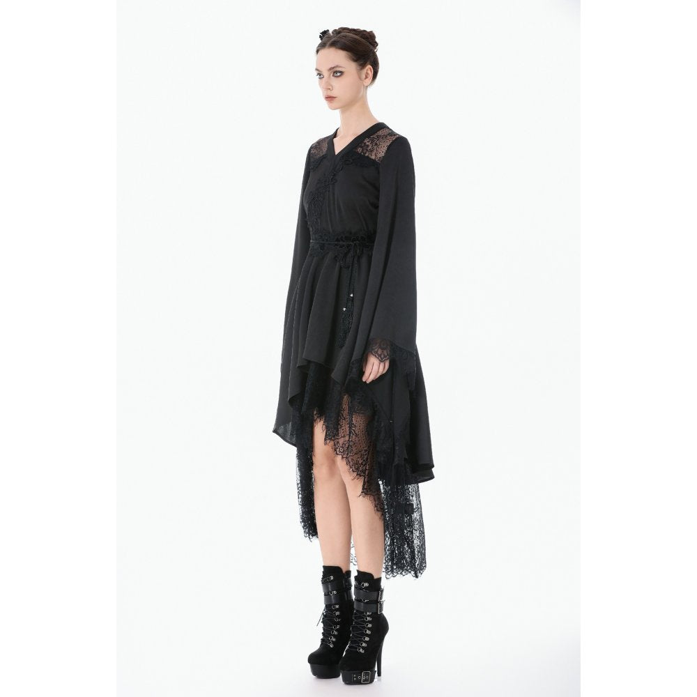 Dark in Love Selene Gothic Kimono Tail Dress – Lace High-Low Gown