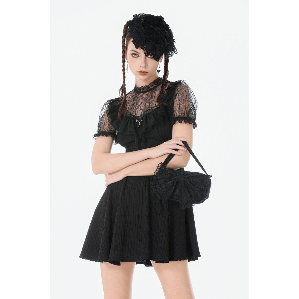 Dark In Love Victoria Mini Handbag – Black Lace & Satin Goth Bag