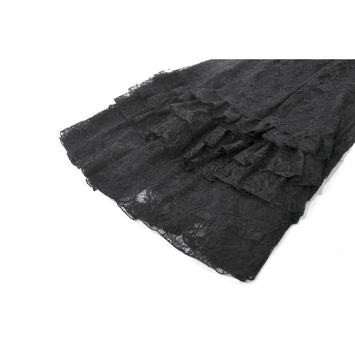 Dark in Love Vintage Gothic Lace Layered Maxi Skirt - Black Victorian