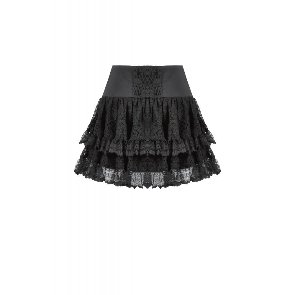 Dark in Love Astrid Black Lace Mini Skirt – Gothic Punk Buckle Style