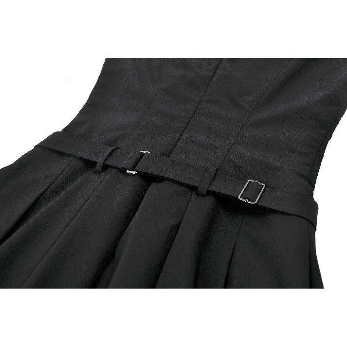 Dark in Love Cassia Black Pleated Mini Dress – Buckled Goth Style