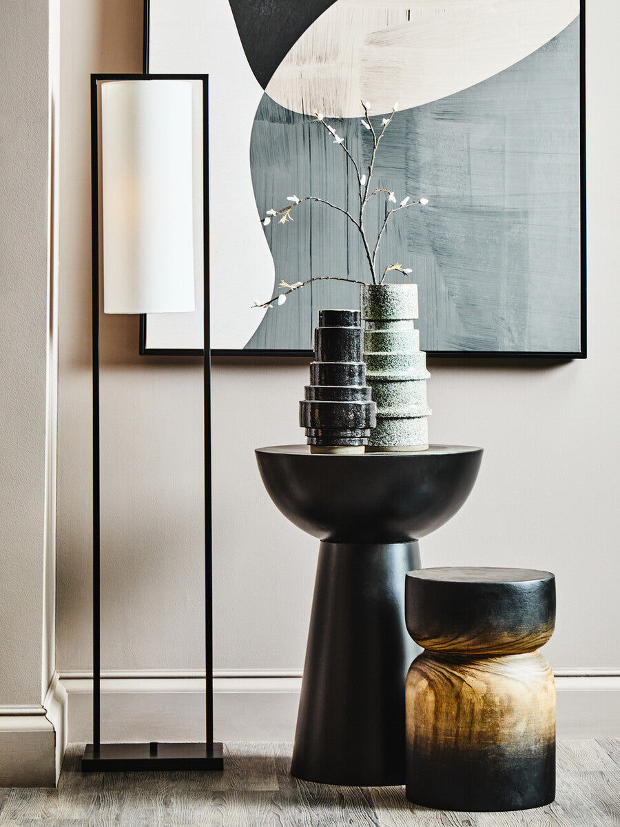 Orsina Kaga Black Earthenware Vase – Sculptural Textured Modern Decor
