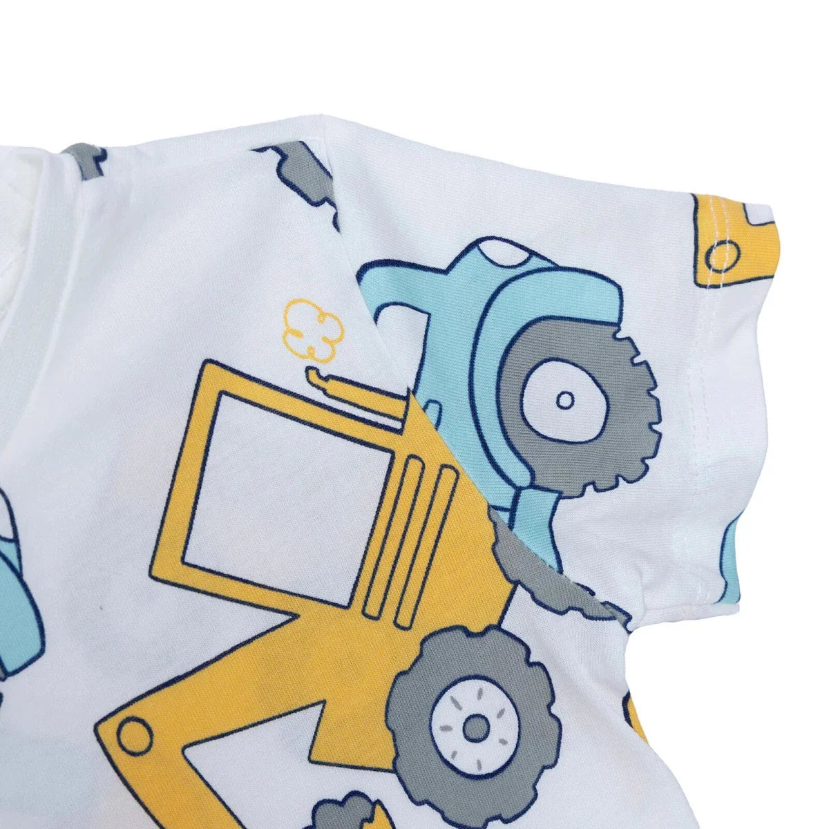 HelloBaby Boys T-shirt Construction Print Crew Neck Short Sleeve - White