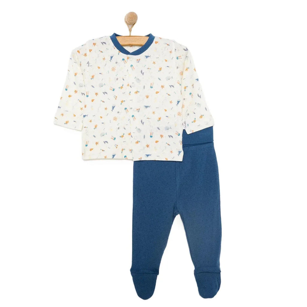 Bebetto Ship Boy Boy Cardigan - Footed Bottom - Navy Blue