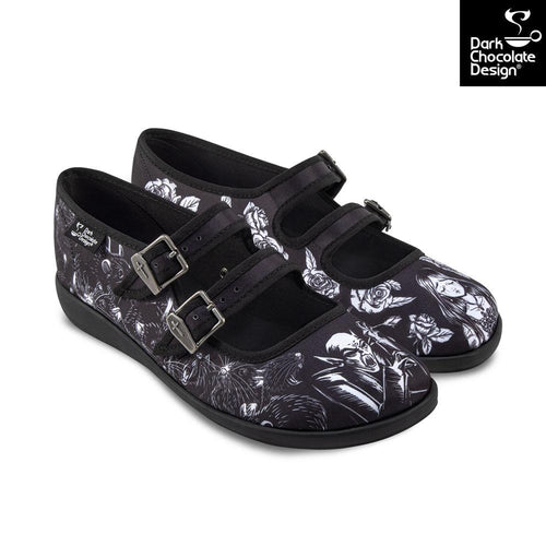 Hot Chocolate Design Death Stalks Gothic Mary Jane Flats – Vegan Shoes