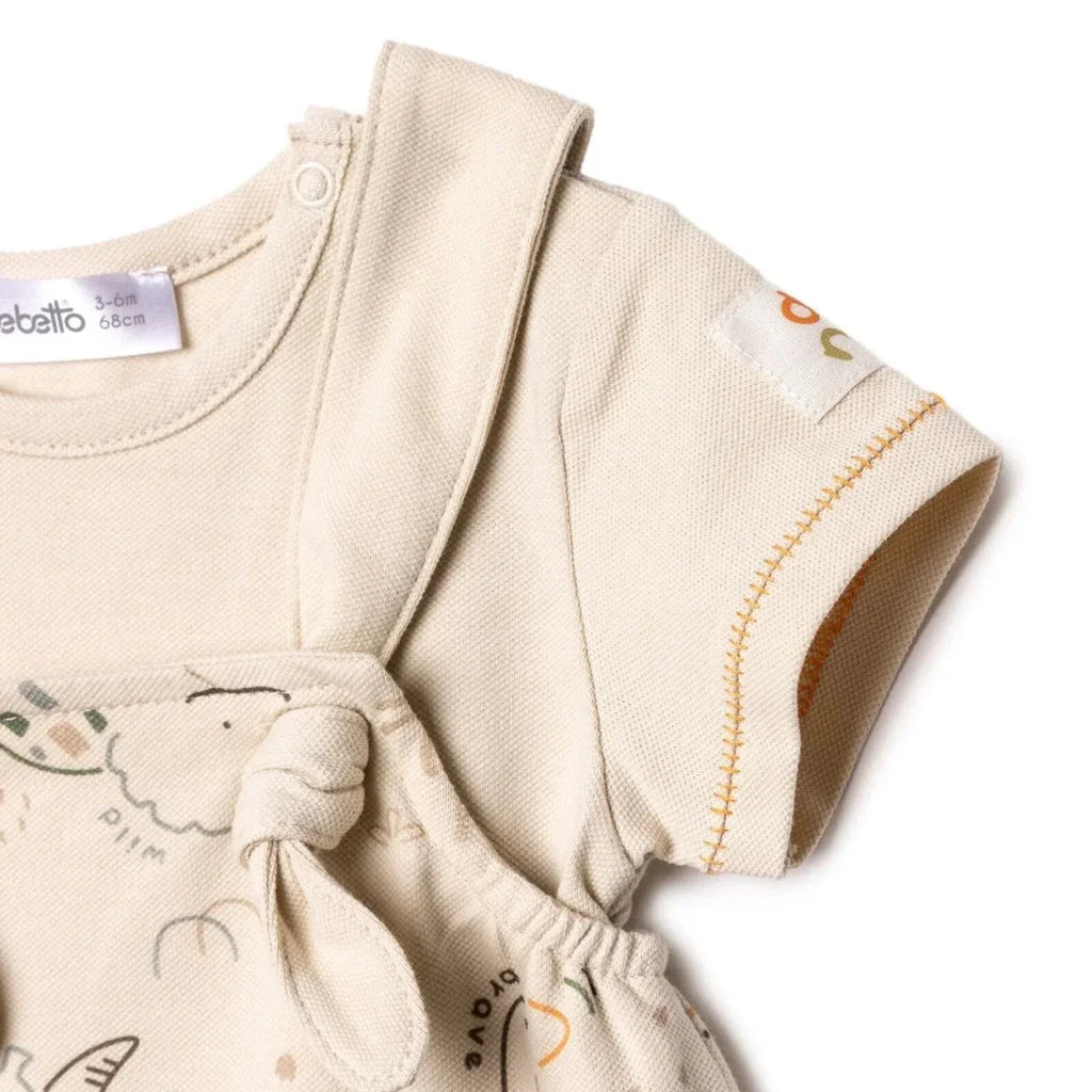Bebetto Boys Short Dungarees & T-shirt - Beige