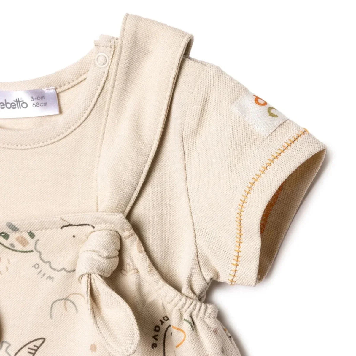 Bebetto Boys Short Dungarees & T-shirt - Beige