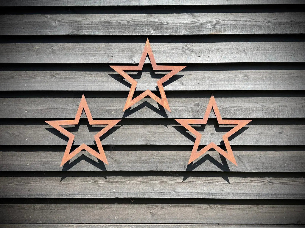 Rustic Warehouse Norfolk | Set of 3 Rusty Metal Stars Garden Wall Art