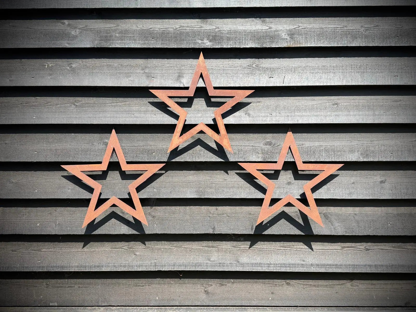 Rustic Warehouse Norfolk | Set of 3 Rusty Metal Stars Garden Wall Art