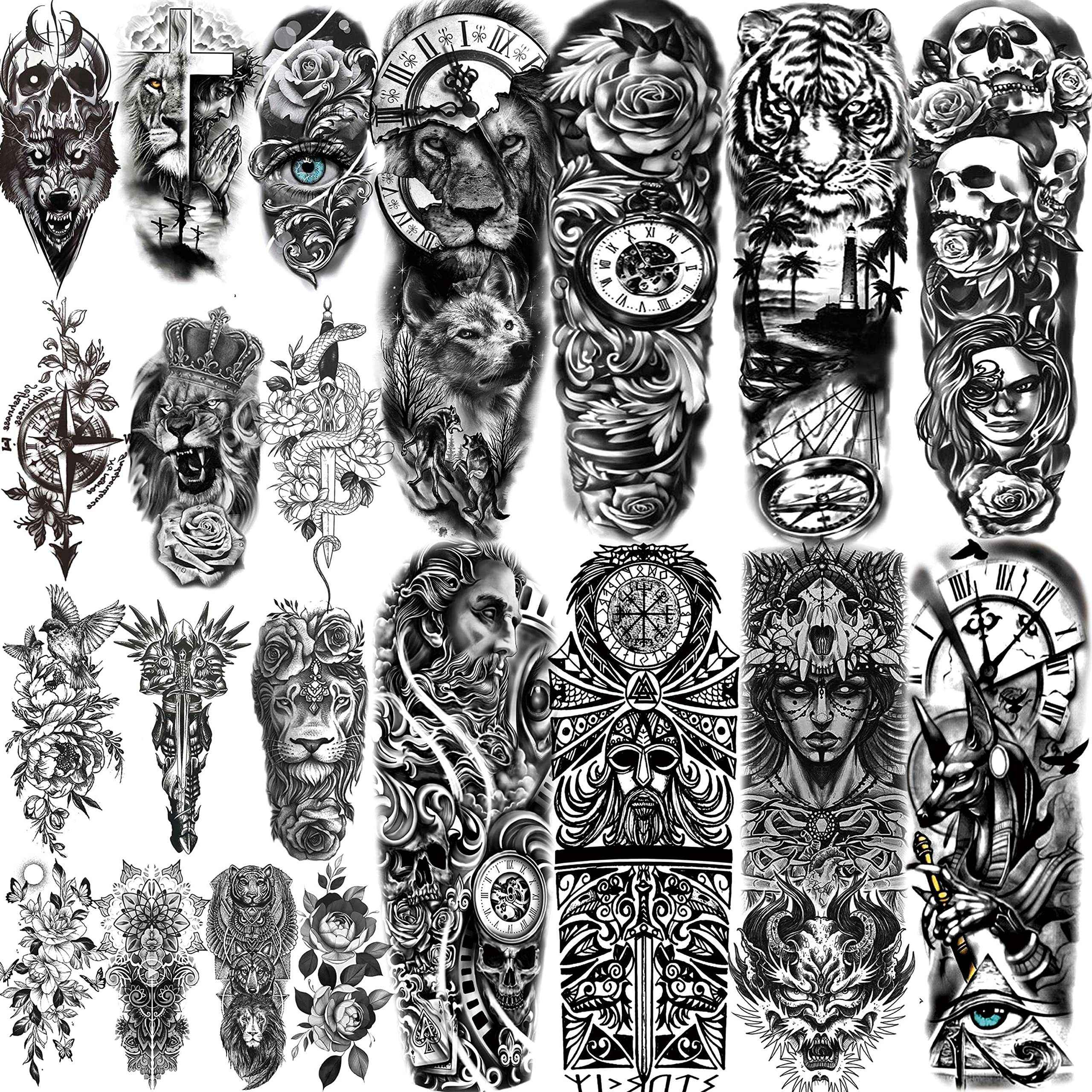 COKTAK Temporary Tattoos - 21 Sheets Large Greek Myth & Full Arm Sleeves