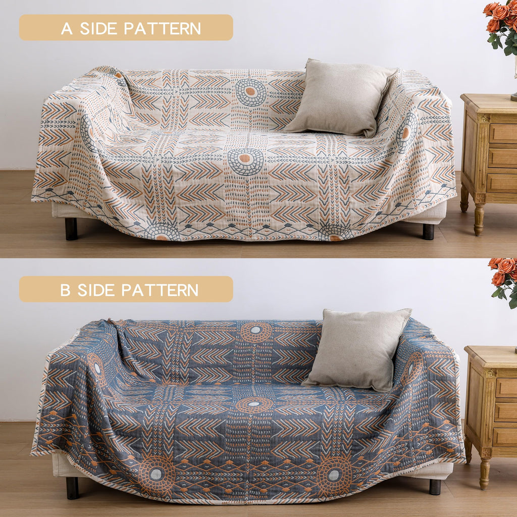 VANJOROY Bohemian Throw Blanket – 100% Organic Cotton Double-Sided Sofa Bed