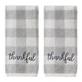 SKL Home Thankful Plaid Gray Terry Hand Towels - 2-Pack Set
