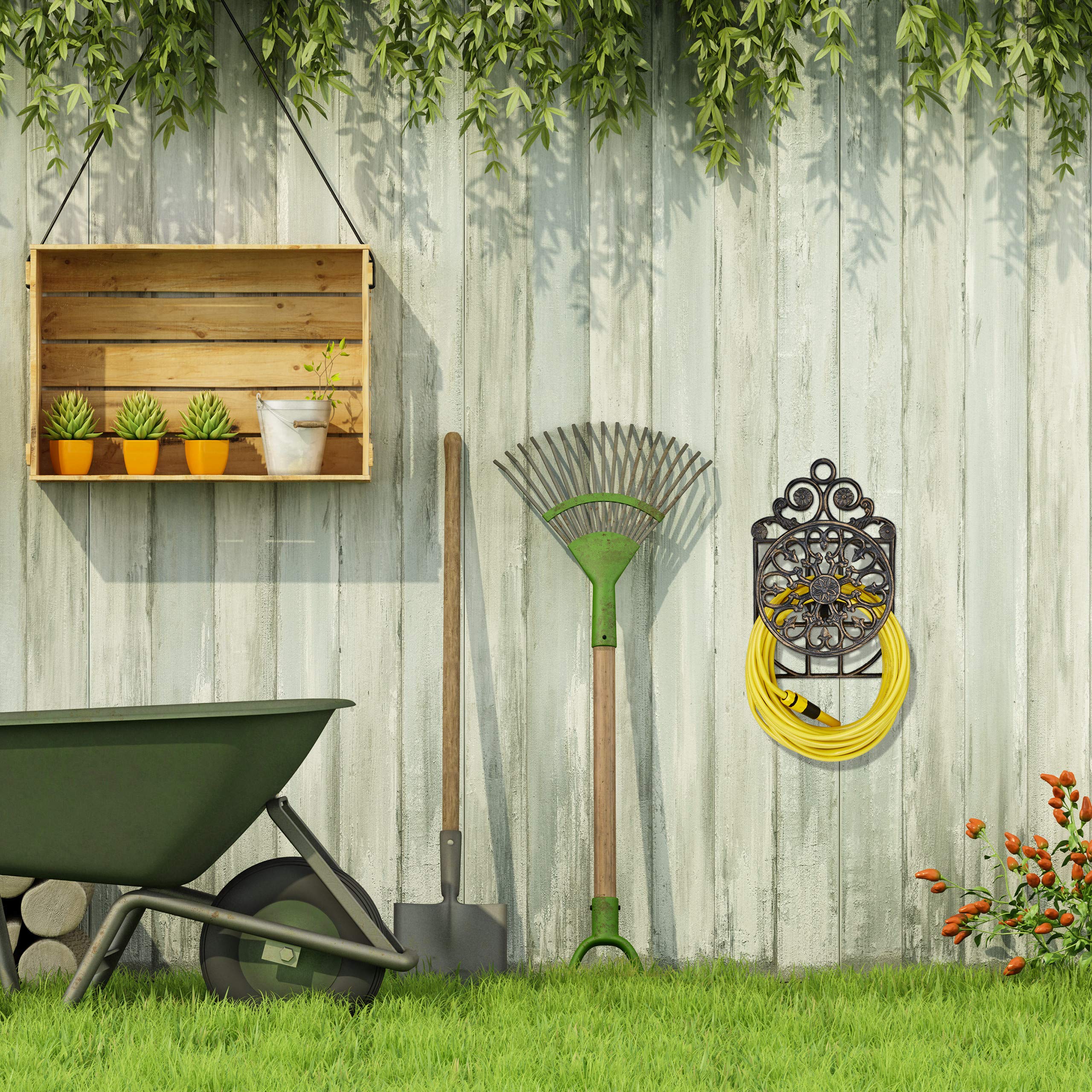 Relaxdays Antique Cast Iron Garden Hose Holder – Wall-Mounted, Bronze