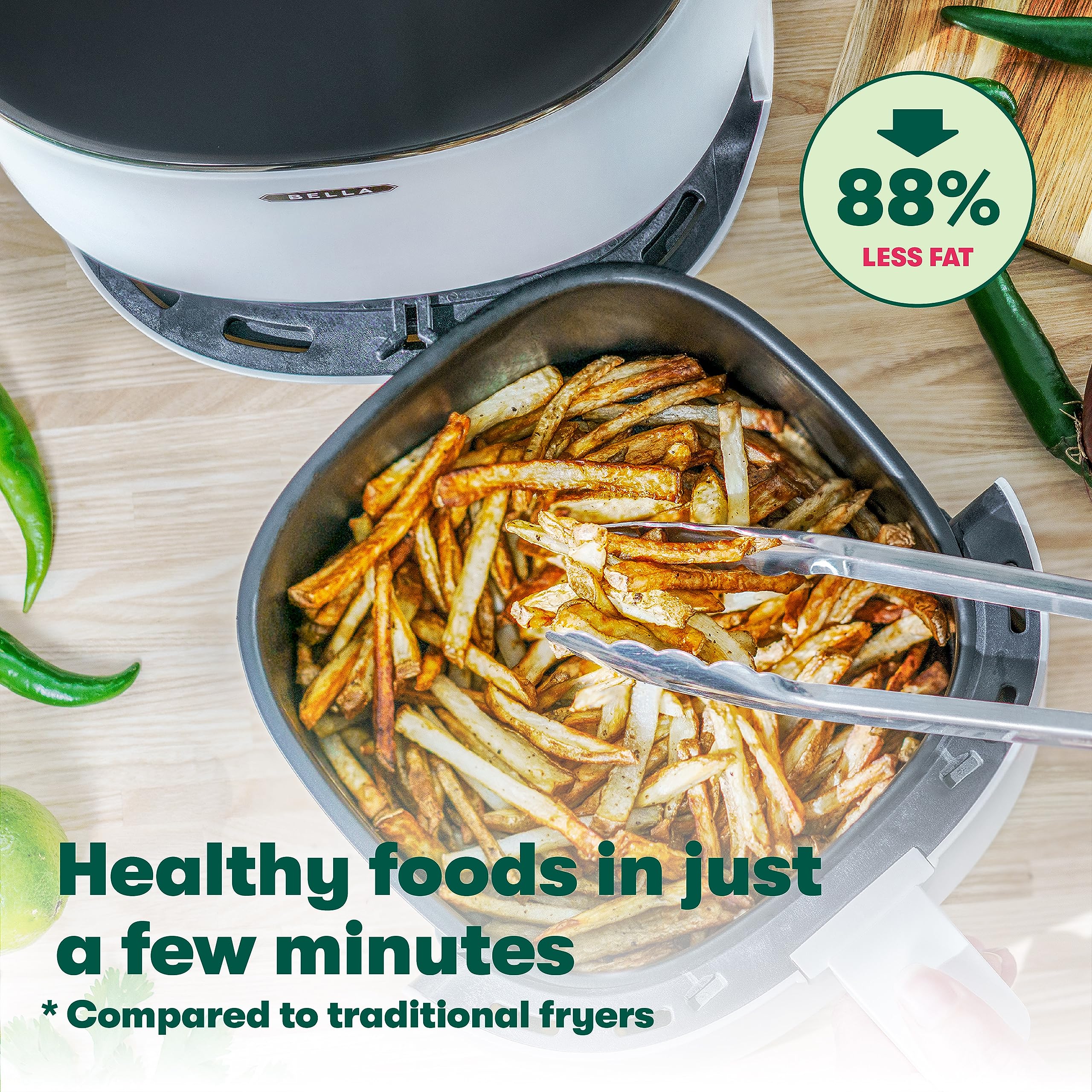 BELLA 3L Touchscreen Air Fryer Oven | 5-in-1 Multicooker, 1400W - Matte White