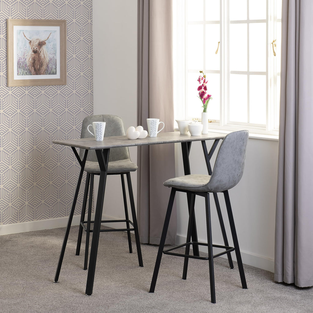 Seconique Quebec Bar Table Set with 2 Dining Chairs in Concrete Effect/Grey - image 2