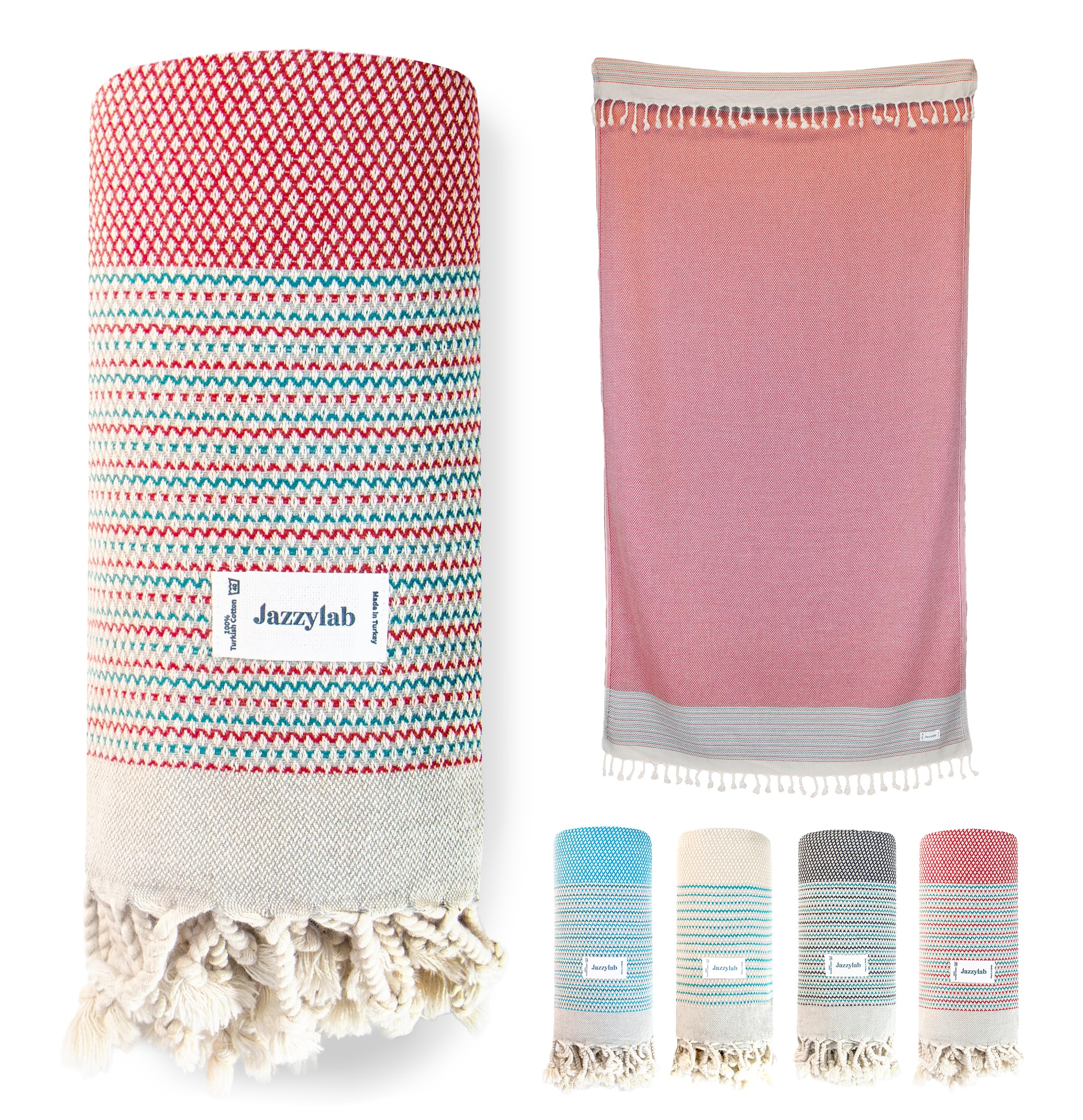 jazzylab EBOARD Turkish Hammam Towel – 100% Cotton Quick-Dry Beach Towel
