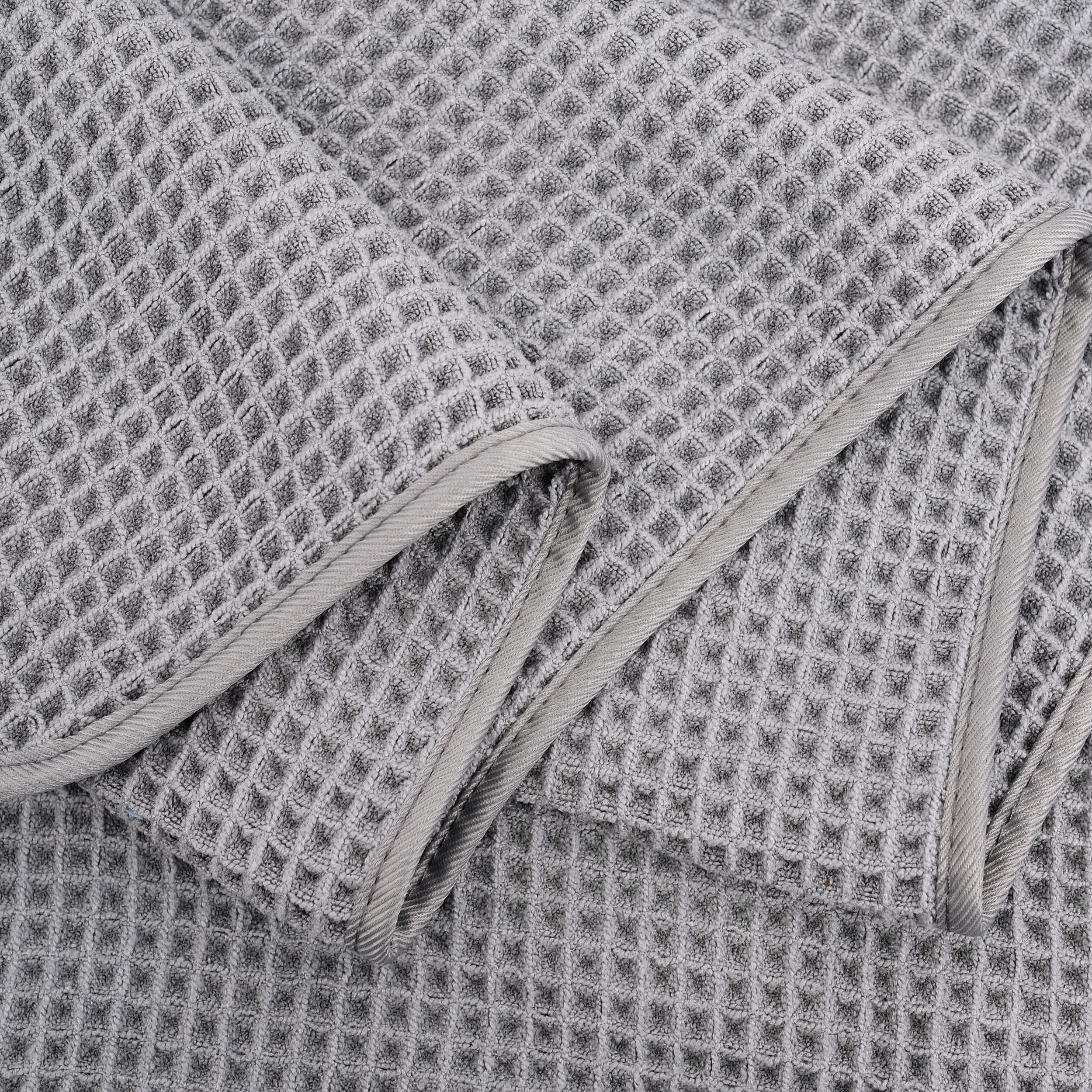 Polyte Microfibre Bath Towels – Quick Dry Waffle Weave, 4 Pack, Grey