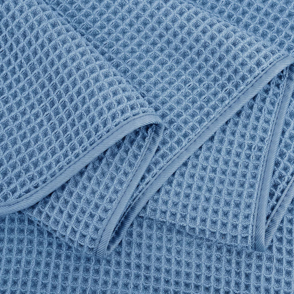 Polyte Microfibre Bath Towels – Quick Dry Waffle Weave, 4 Pack, Blue