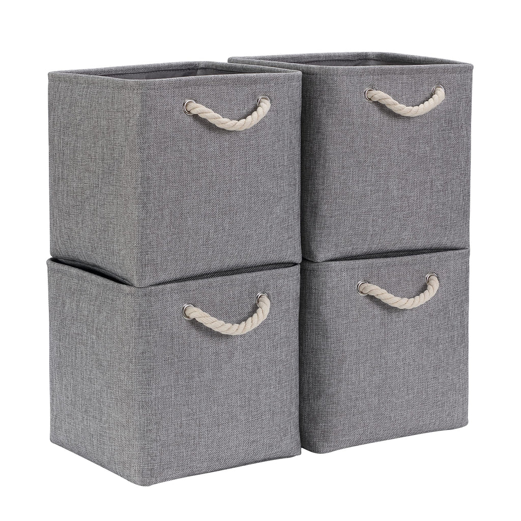 Mangata 28x28x28cm Cube Storage Boxes 4Pcs Gray Foldable Organiser Baskets - image 1