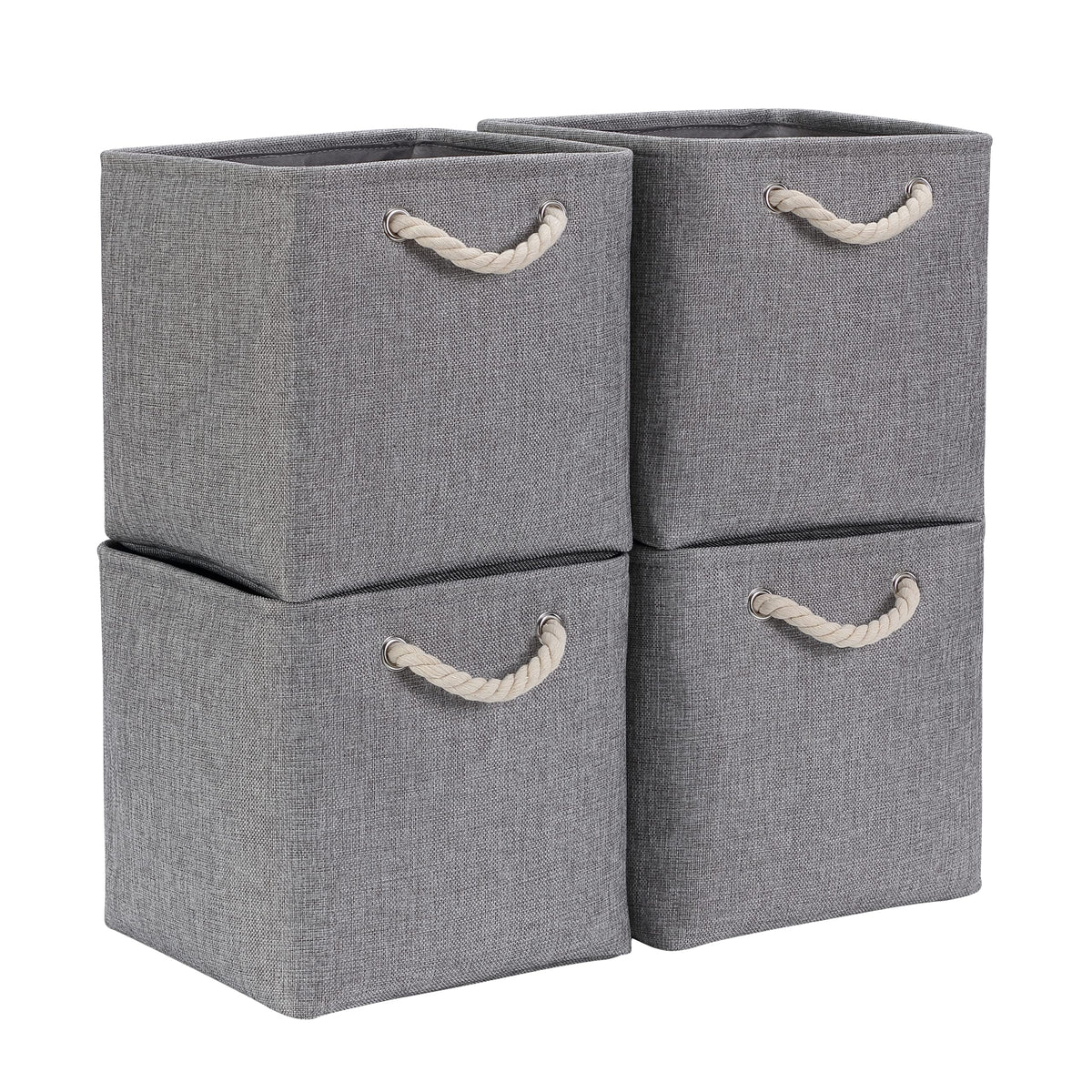 Mangata 28x28x28cm Cube Storage Boxes 4Pcs Gray Foldable Organiser Baskets - image 1