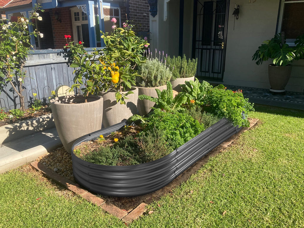 Land Guard Galvanized Raised Garden Bed, 4x2x1ft Oval Metal Planter, Grey