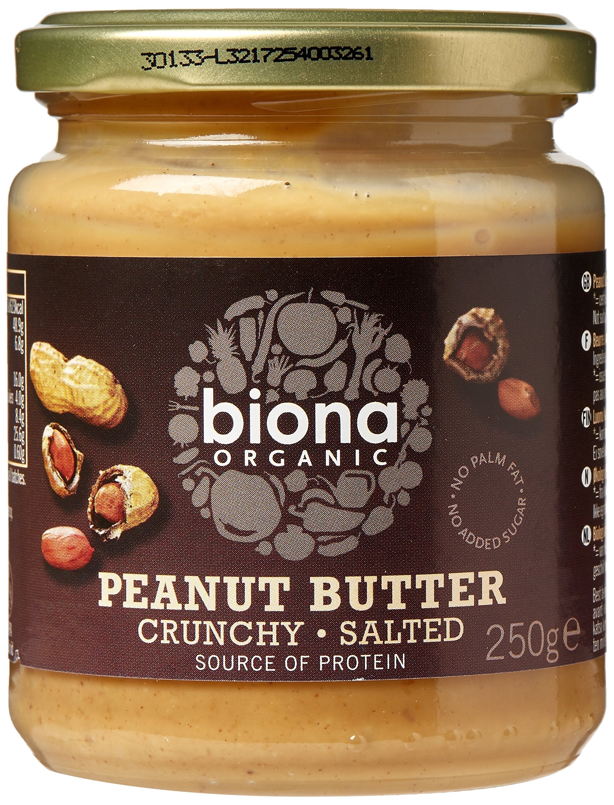 Biona Organic Crunchy Peanut Butter – Sugar Free & Vegan – 6 x 250g