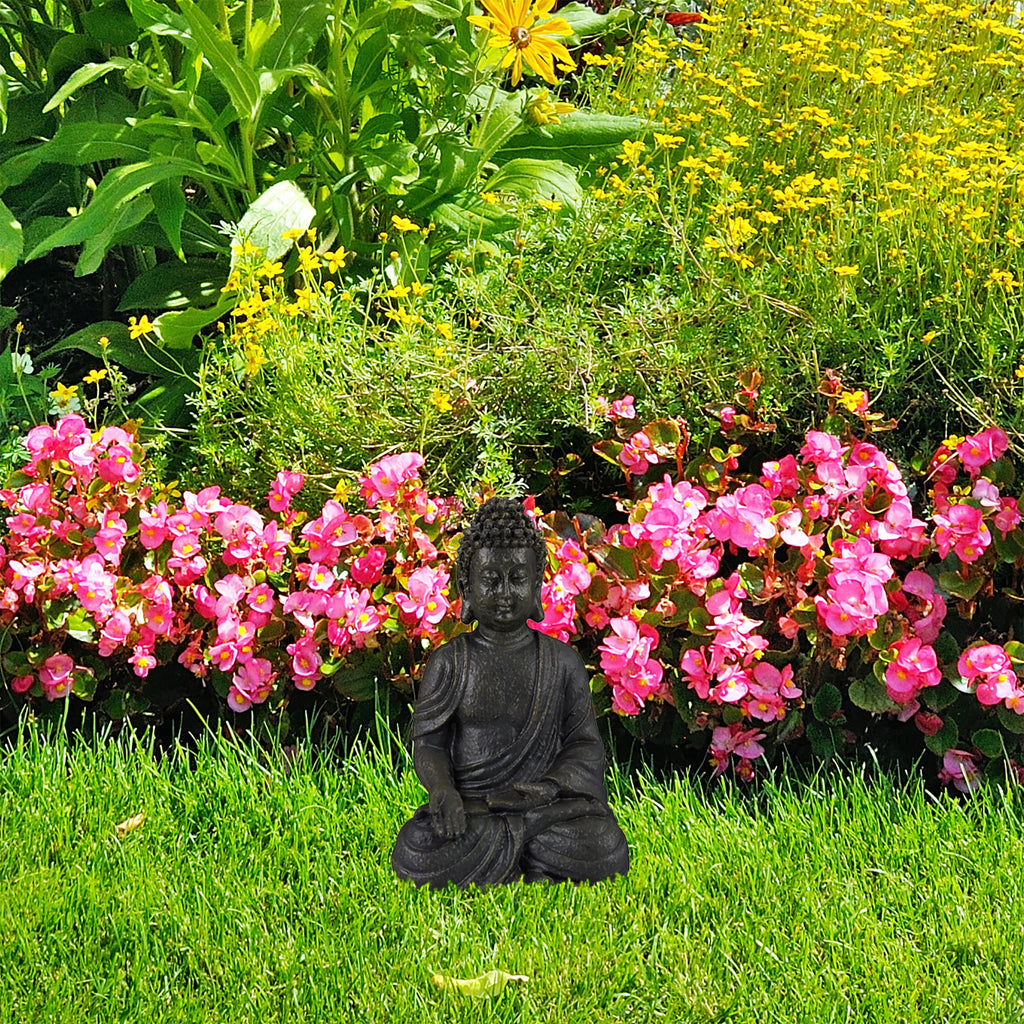 Relaxdays Buddha Garden Statue – 30cm Weatherproof Polyresin Figurine
