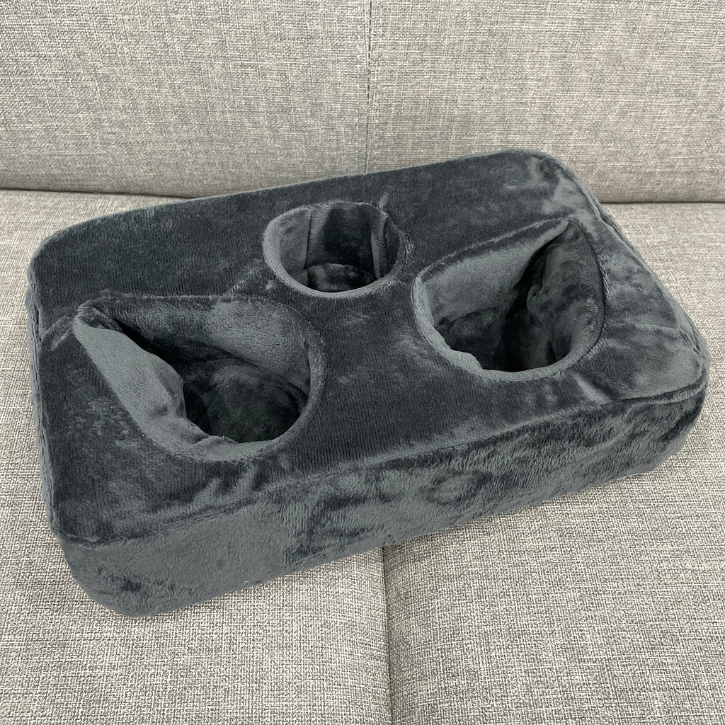 Sofa Cup Holder Caddy Pillow for Drinks, Remote & Phone Organiser - image 2