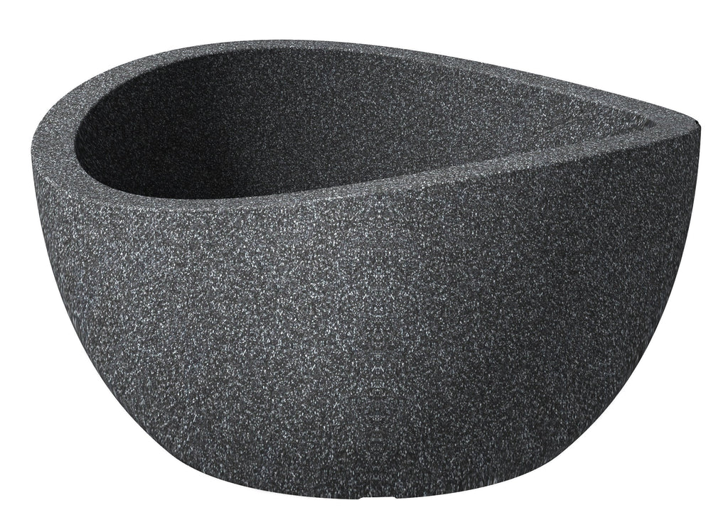 Scheurich Wave Globe Bowl – Round Plastic Outdoor Planter, Black Granite