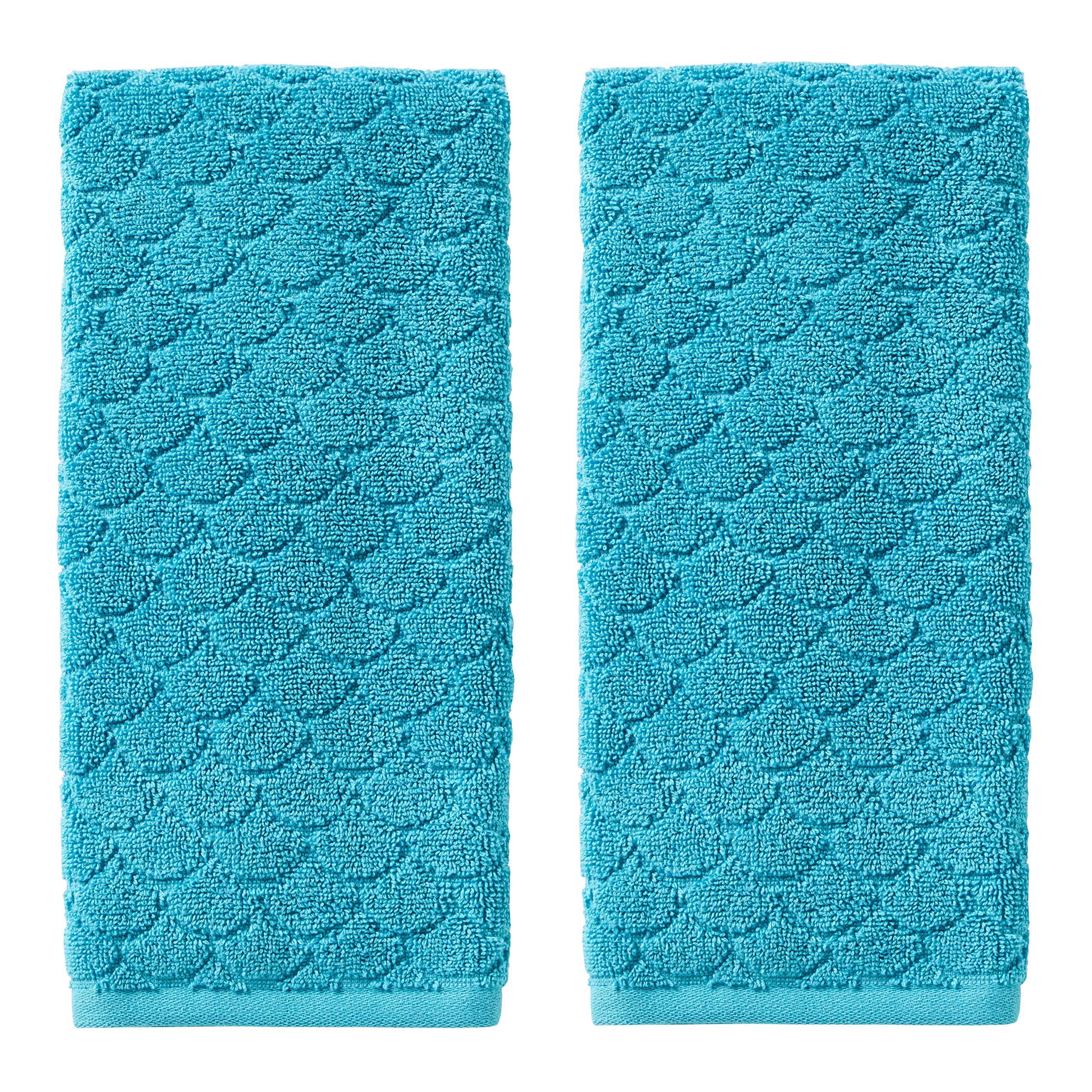 SKL Home Ocean Watercolor Cotton Hand Towels, Blue Scales (2-Pack)