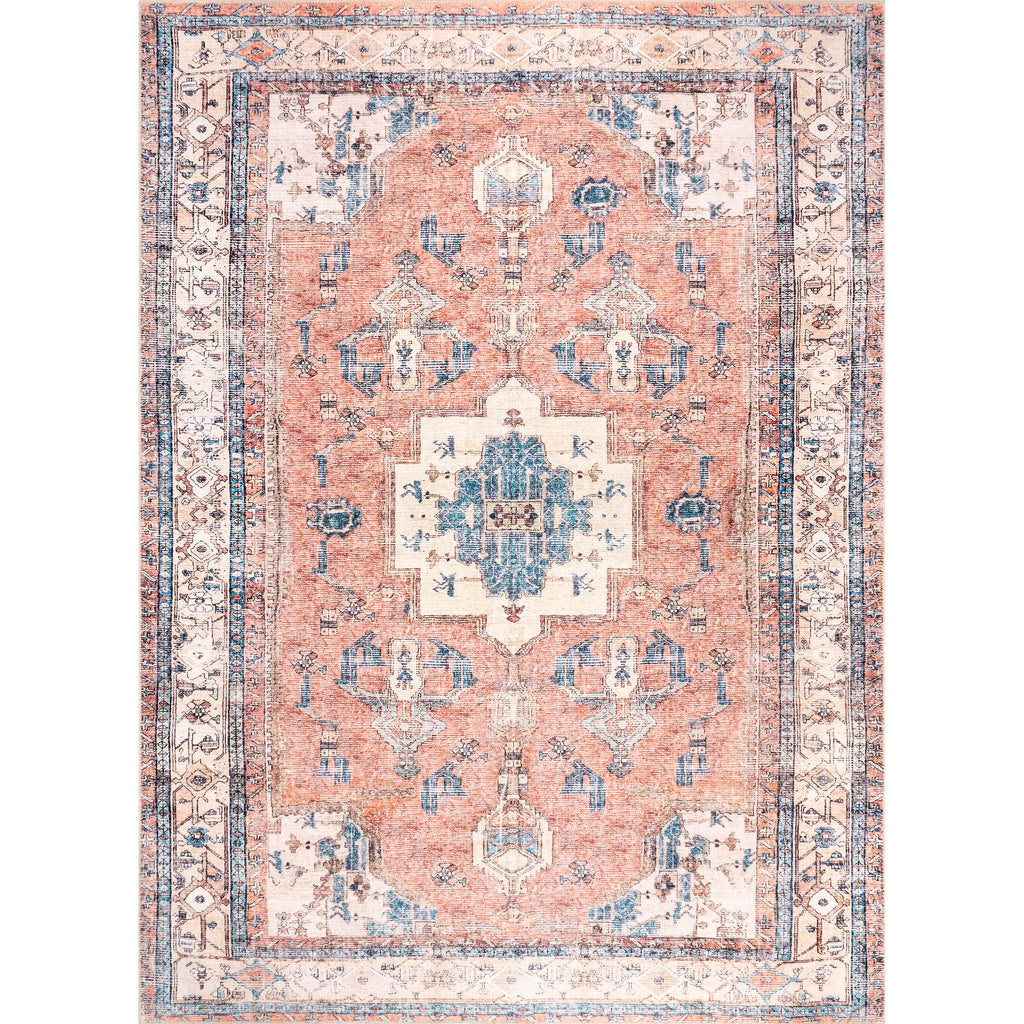 nuLOOM Eleanor Machine Washable Distressed Medallion Area Rug, 5x8, Multi