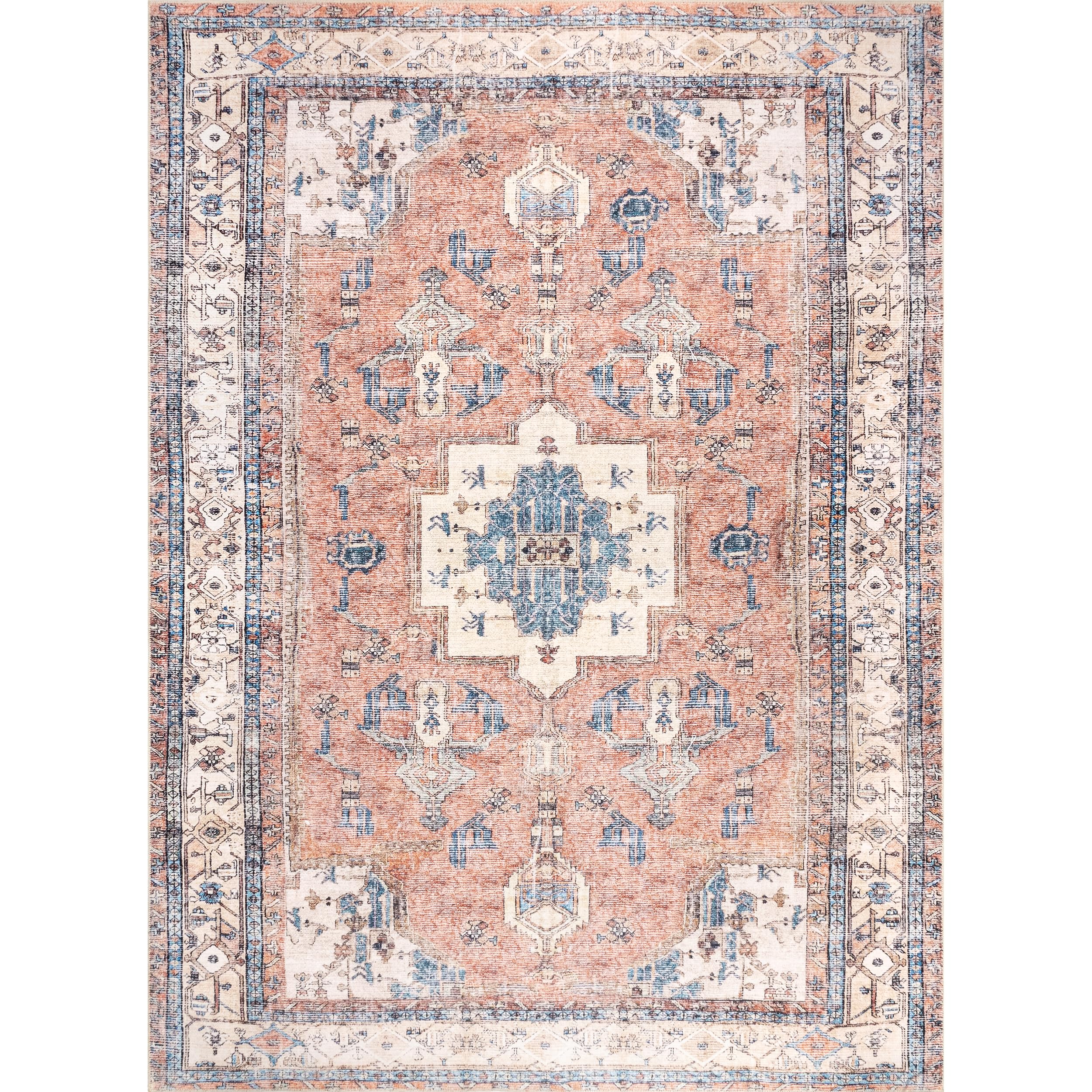 nuLOOM Eleanor Machine Washable Distressed Medallion Area Rug, 5x8, Multi