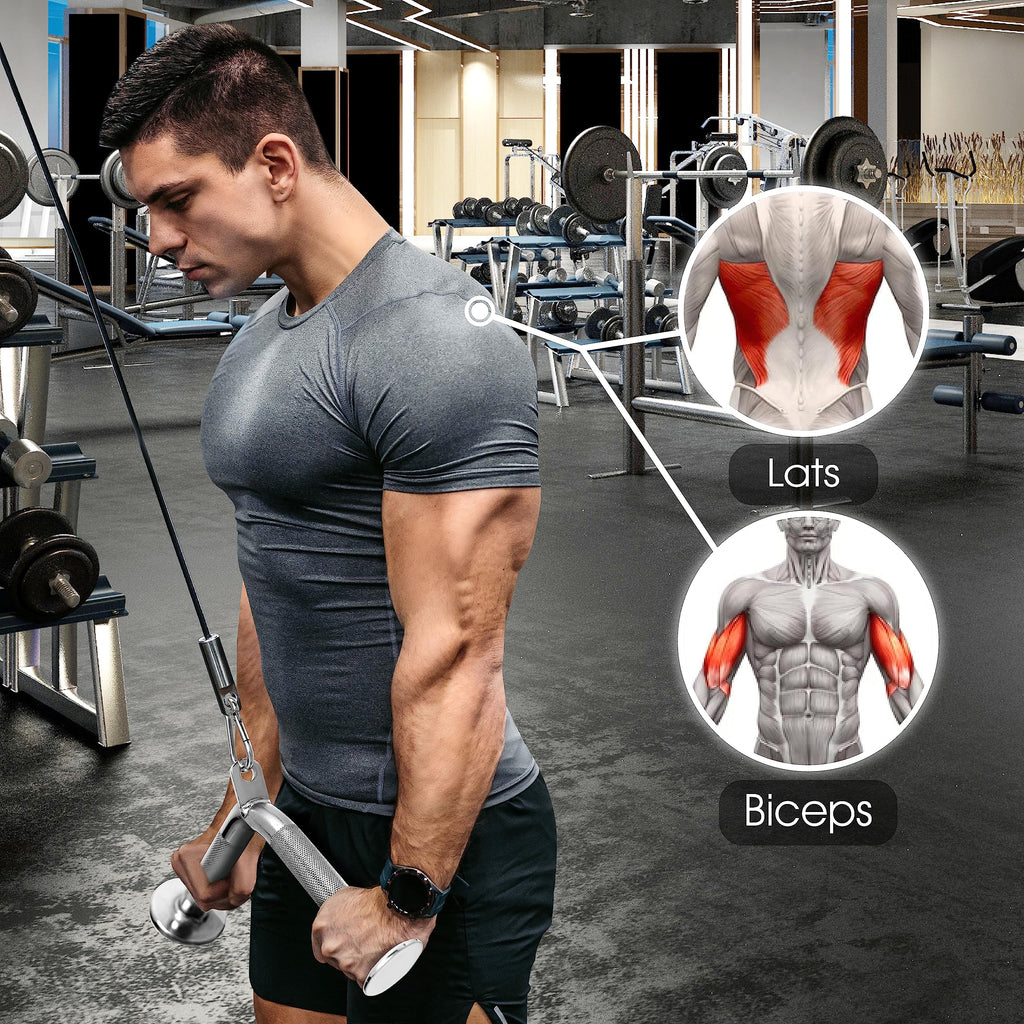 Yes4All 4-Piece Cable Attachment Set: Tricep Rope, V-Bar, and Straight Bar