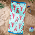 Catherine Lansfield Cotton Beach Towel – Red Lobster Print, 76x160cm