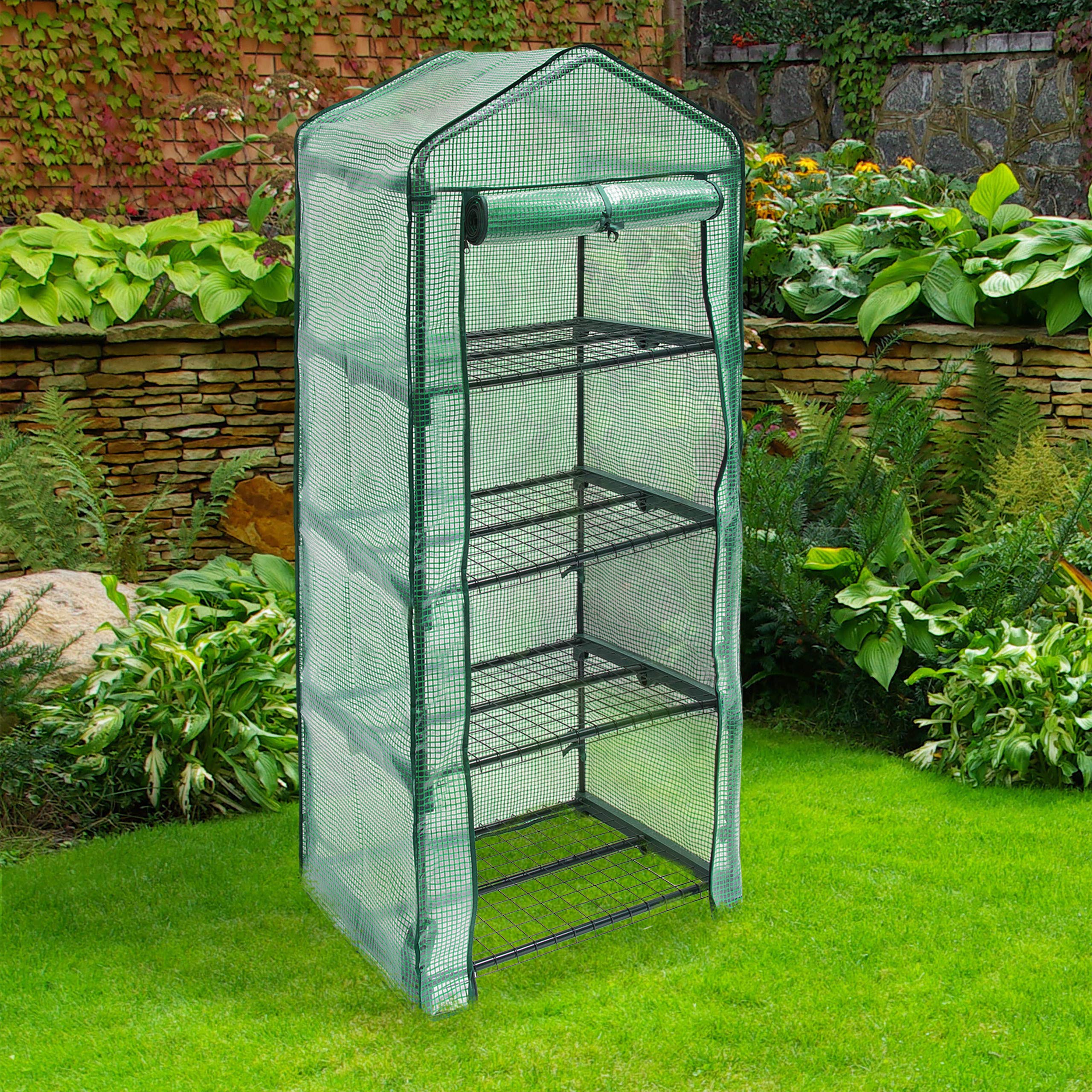 Relaxdays 4-Tier Greenhouse – Tear-Resistant Plant Growth Support, Green