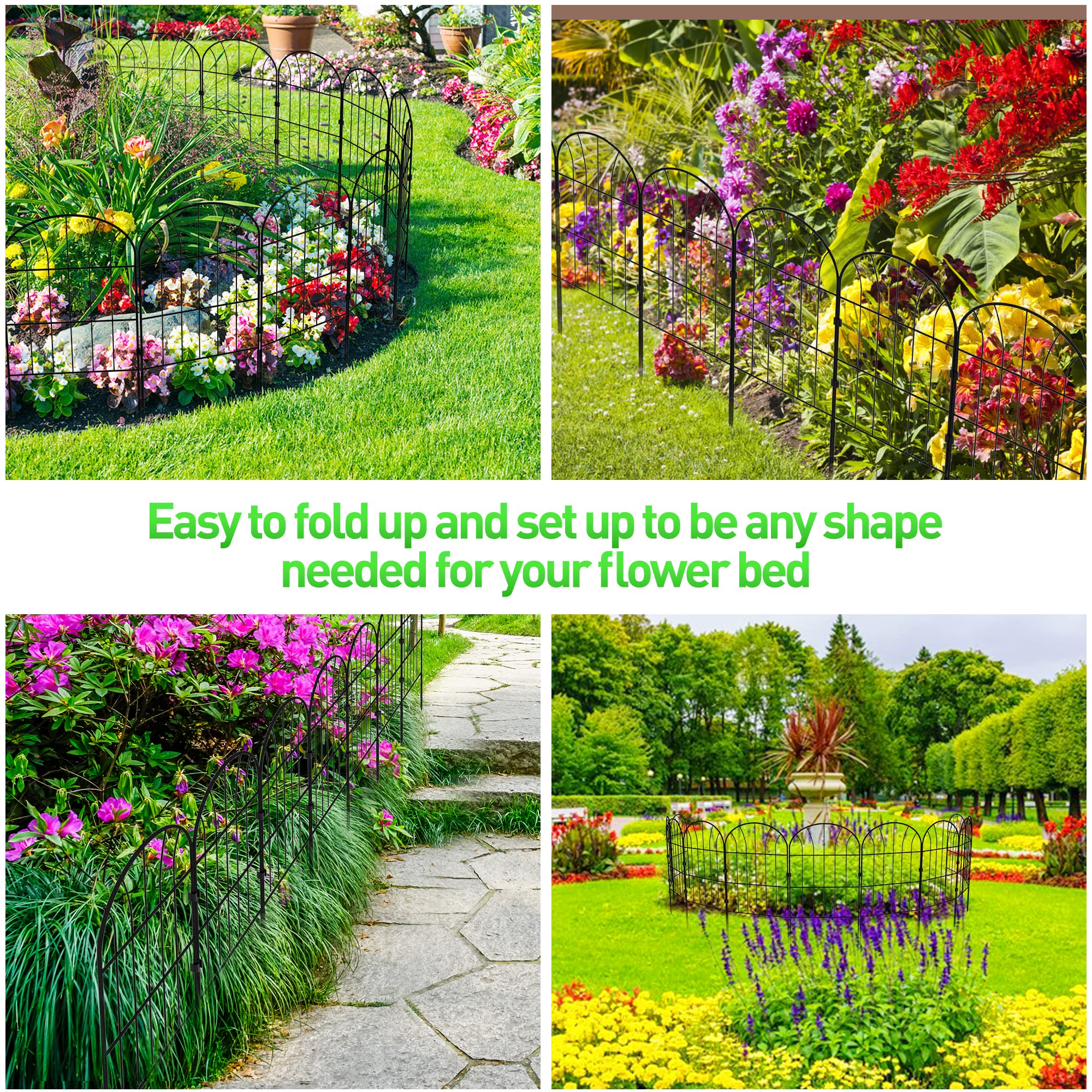 Jolof Store Decorative Garden Fence – 25 Pack Rustproof Metal Animal Barrier