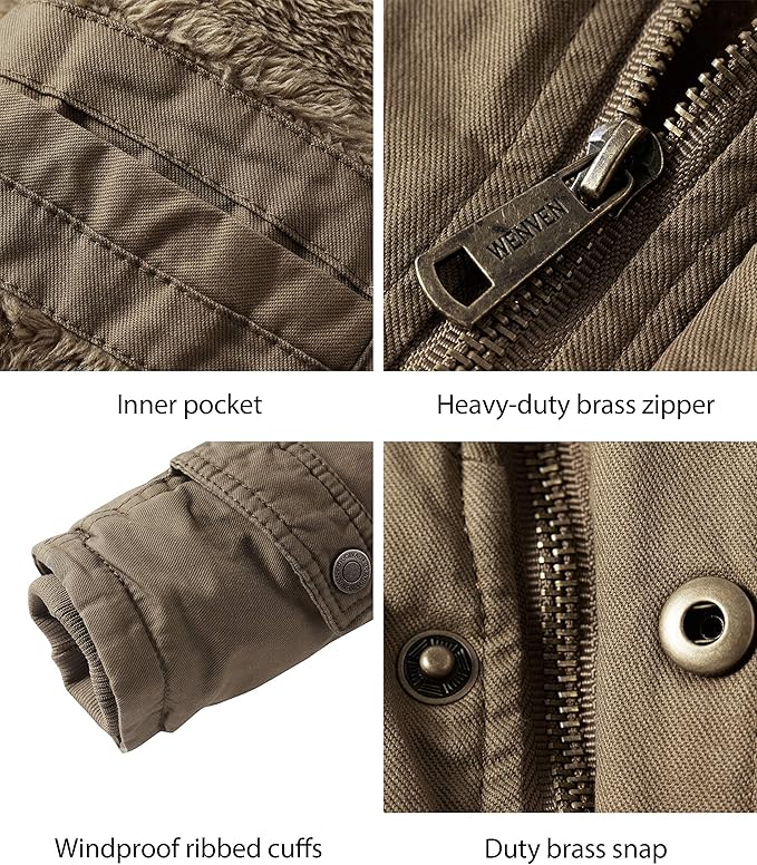 Massive Discounts Men's Fleece Lined Cotton Parka Jacket with Hood