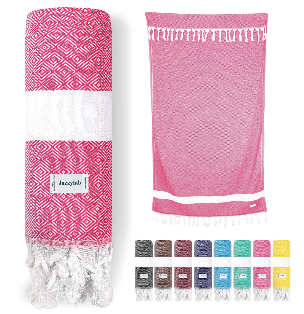 jazzylab ELMAS Peshtemal Hammam Towel | 100% Cotton with Classic Diamond Pattern | Lightweight, Quick-Dry & Compact | Turkish Spa & Travel Towel - image 1