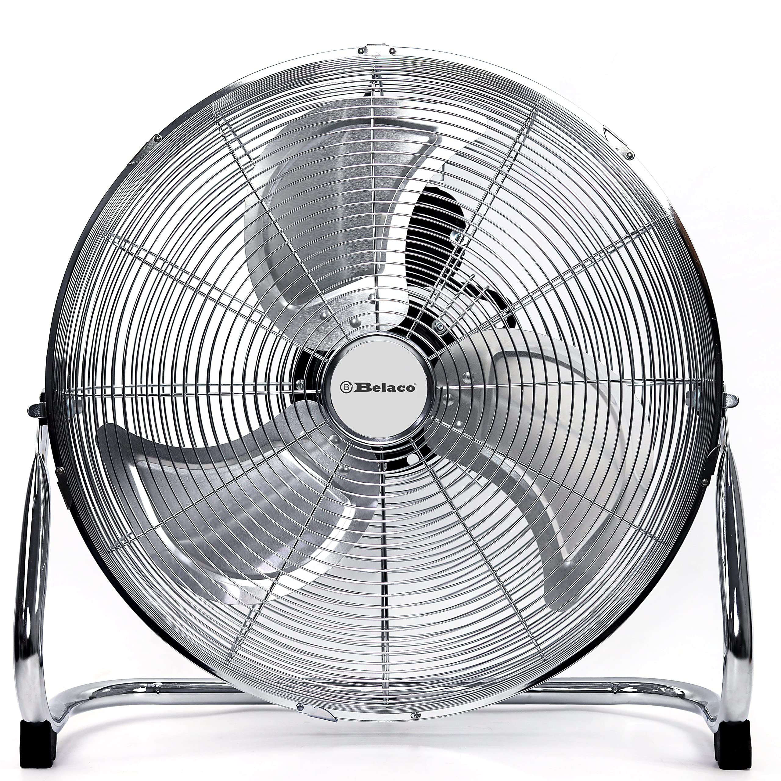 Belaco 18-Inch Metal Floor Fan | 100W High Velocity Chrome Industrial Fan
