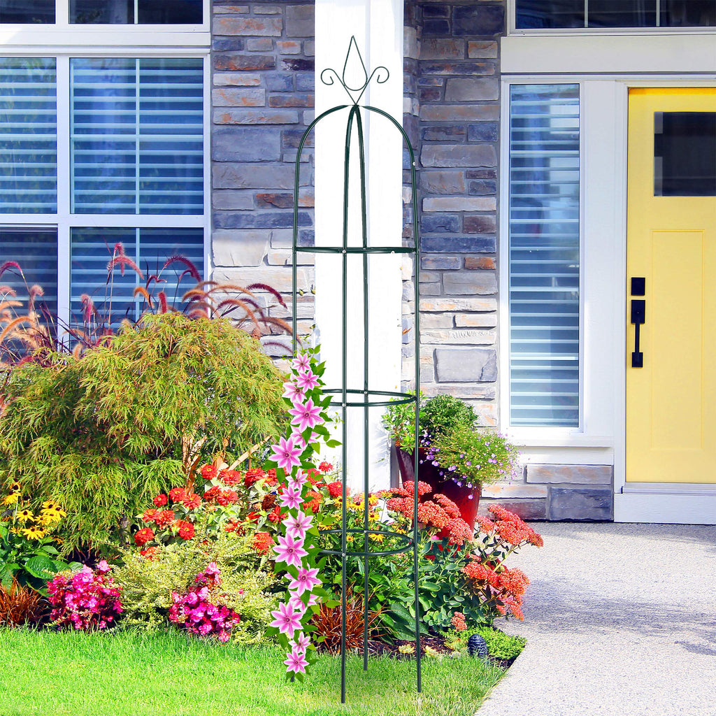 Relaxdays Metal Garden Obelisk – 200cm XL Trellis for Climbing Plants