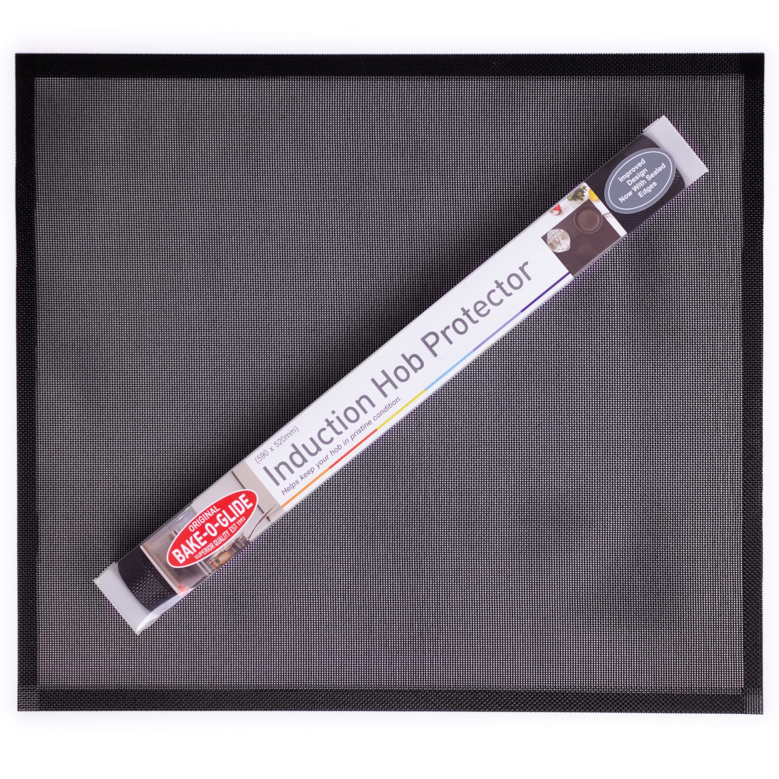 Bake-O-Glide Edged Induction Hob Protector | Black Silicone Mat | 590x520mm