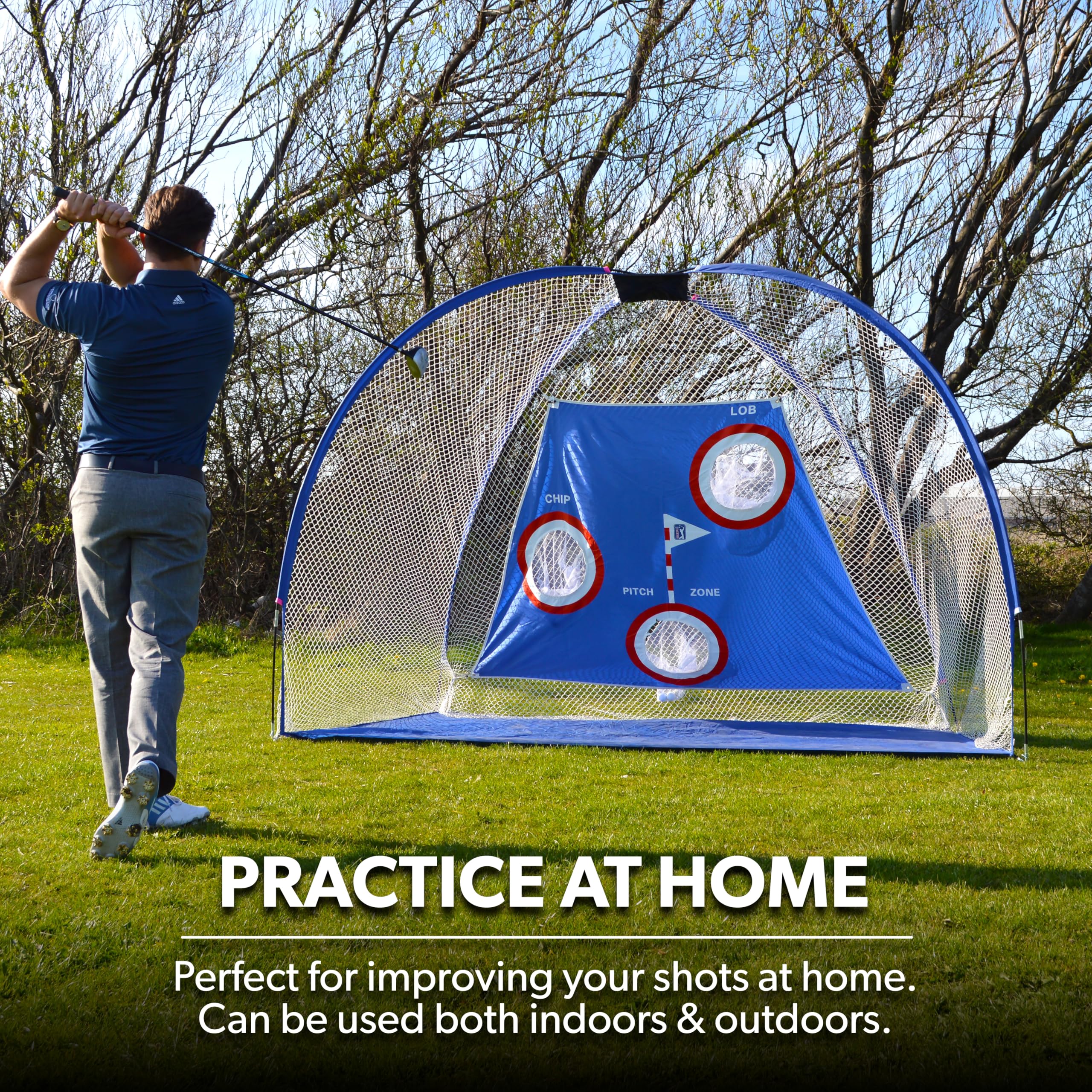 PGA TOUR Pro Size Golf Practice Net – Multi-Target Net with Hitting Mat