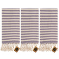 KZY LONDON Turkish Hand Towel Set of 3 | 100% Cotton Peshtemal - Purple