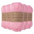 Utopia Crafts DK Recycled Cotton Knitting Yarn - Light Pink, 5x100g